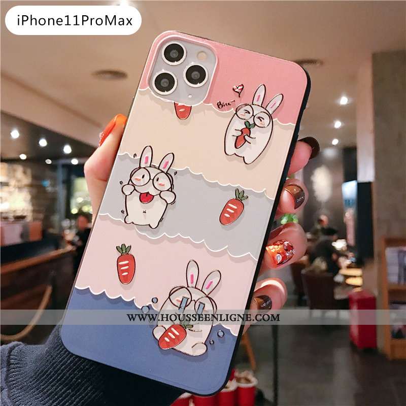Coque iPhone 11 Pro Max Tendance Fluide Doux Créatif Lapin Silicone Incassable Charmant Beige