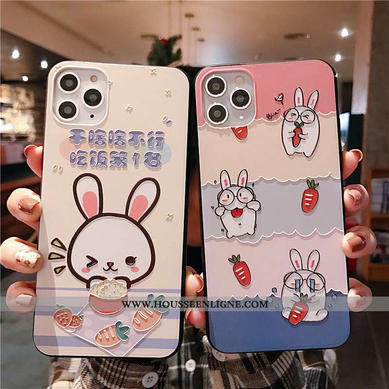 Coque iPhone 11 Pro Max Tendance Fluide Doux Créatif Lapin Silicone Incassable Charmant Beige