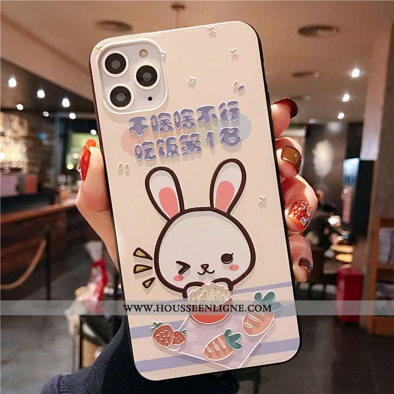 Coque iPhone 11 Pro Max Tendance Fluide Doux Créatif Lapin Silicone Incassable Charmant Beige