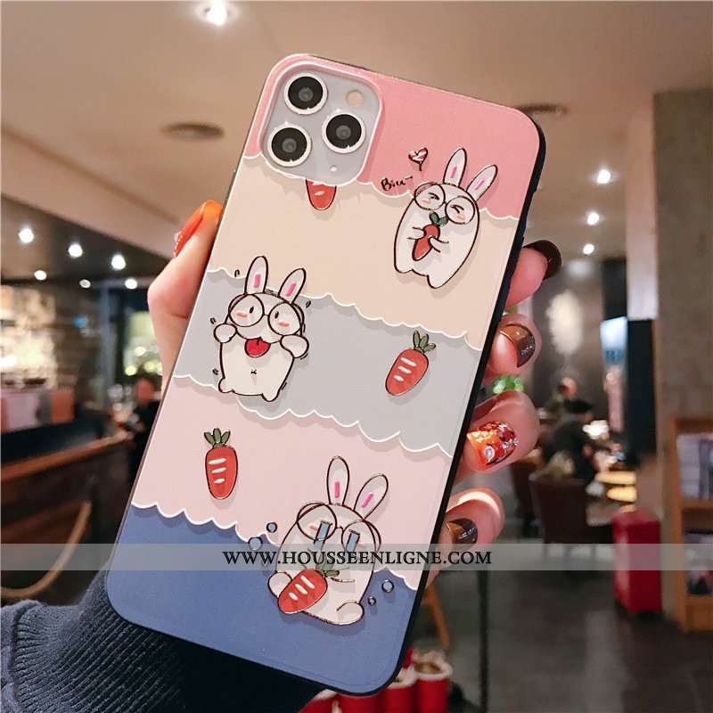 Coque iPhone 11 Pro Max Tendance Fluide Doux Créatif Lapin Silicone Incassable Charmant Beige