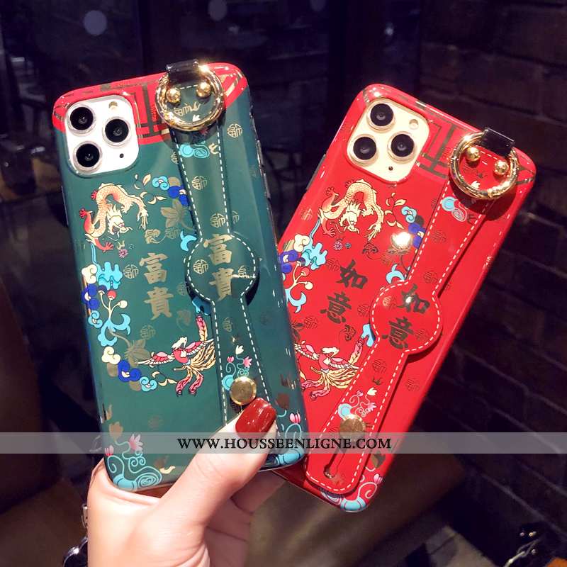 Coque iPhone 11 Pro Ornements Suspendus Protection Étui Téléphone Portable Bleu Style Chinois
