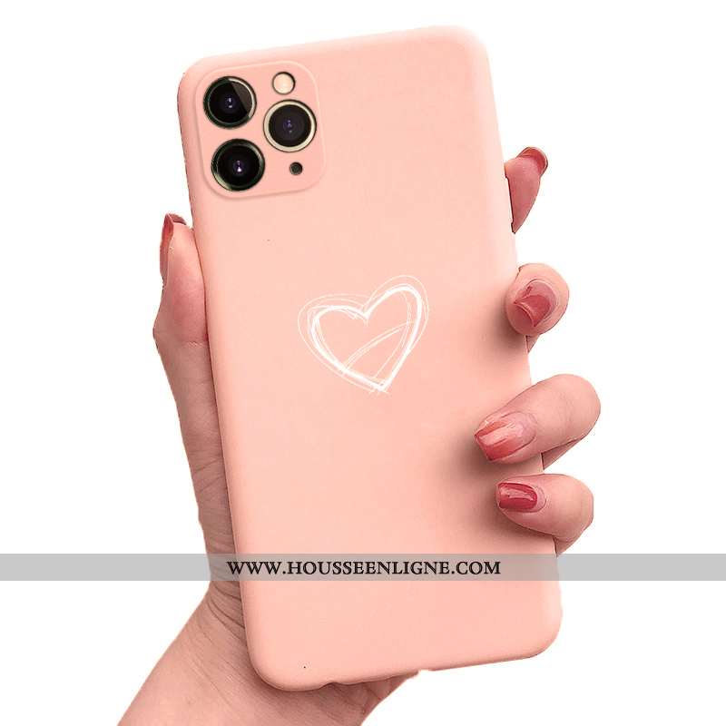 Coque iPhone 11 Pro Personnalité Fluide Doux Rose Tout Compris Téléphone Portable Silicone