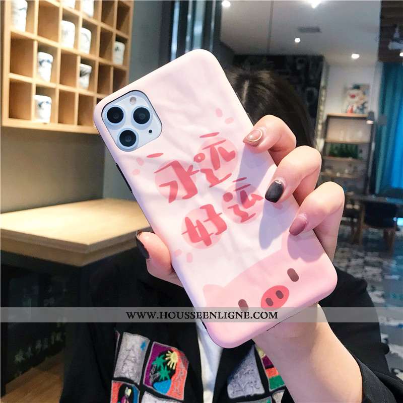 Coque iPhone 11 Pro Personnalité Silicone Plissé Étui Amoureux Téléphone Portable Délavé En Daim Ros
