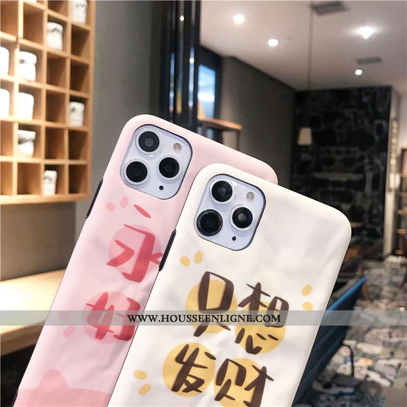 Coque iPhone 11 Pro Personnalité Silicone Plissé Étui Amoureux Téléphone Portable Délavé En Daim Ros