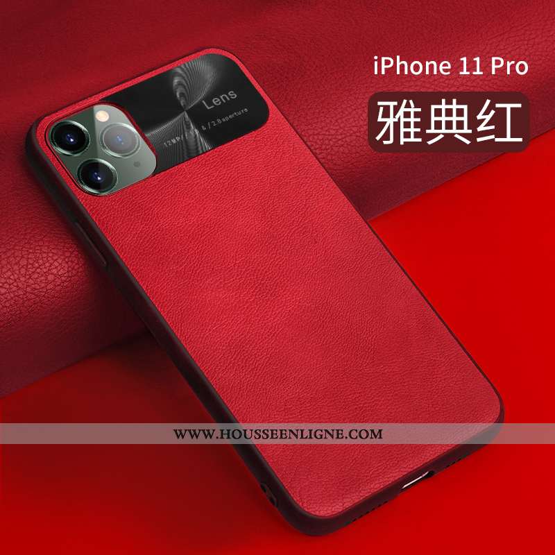 Coque iPhone 11 Pro Protection Ultra Bleu Tendance Net Rouge Cuir