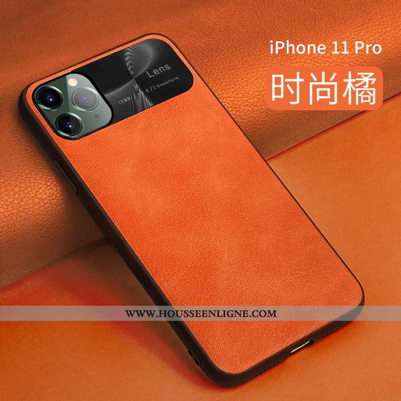 Coque iPhone 11 Pro Protection Ultra Bleu Tendance Net Rouge Cuir