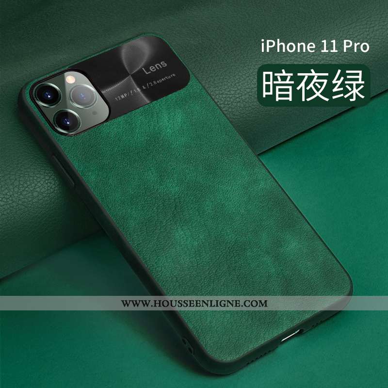 Coque iPhone 11 Pro Protection Ultra Bleu Tendance Net Rouge Cuir
