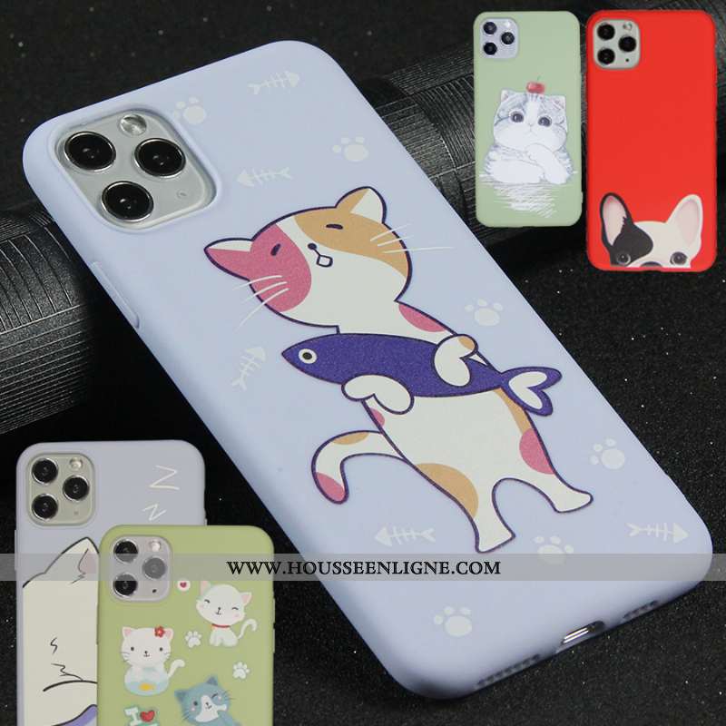 Coque iPhone 11 Pro Silicone Dessin Animé Fluide Doux Petit Charmant Bleu Frais