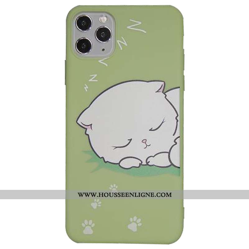 Coque iPhone 11 Pro Silicone Dessin Animé Fluide Doux Petit Charmant Bleu Frais