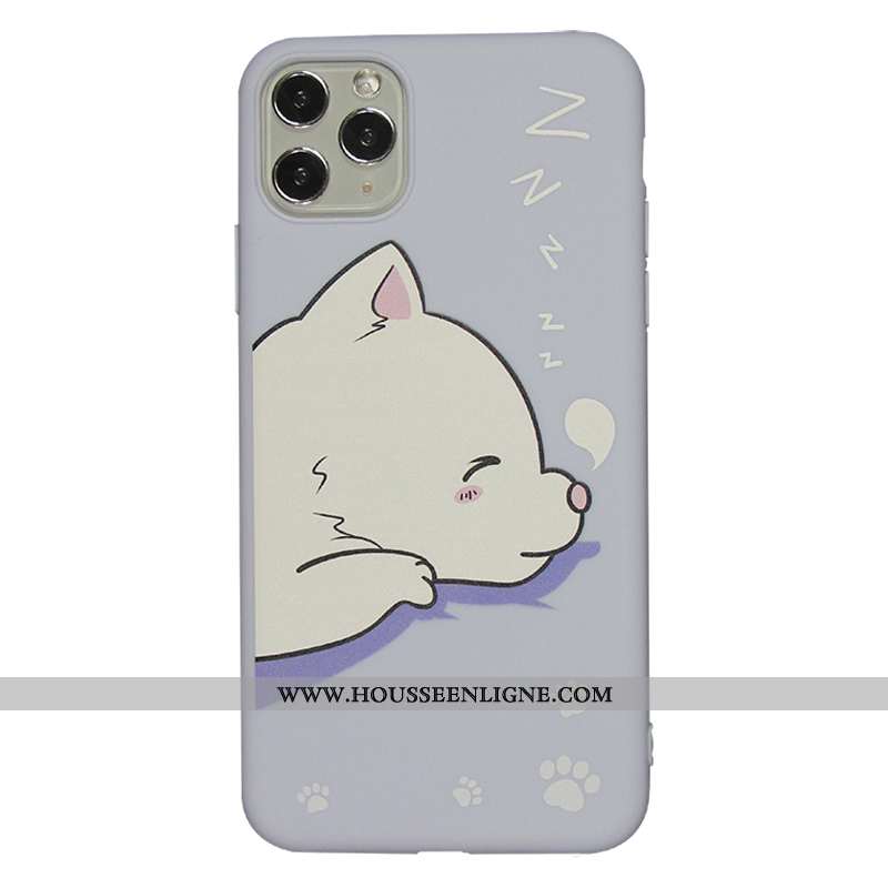 Coque iPhone 11 Pro Silicone Dessin Animé Fluide Doux Petit Charmant Bleu Frais
