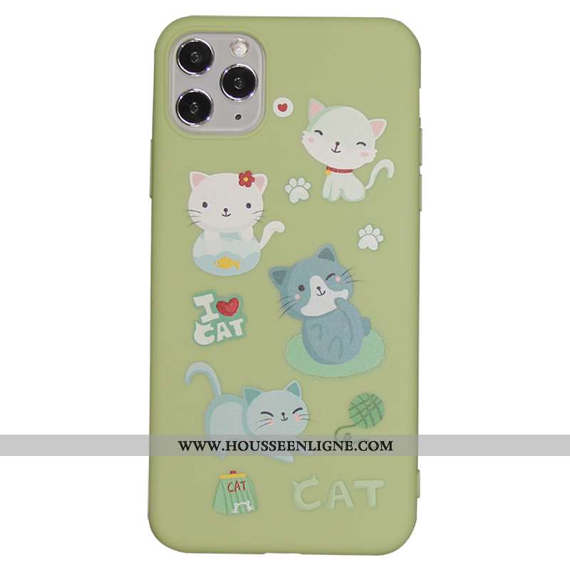 Coque iPhone 11 Pro Silicone Dessin Animé Fluide Doux Petit Charmant Bleu Frais