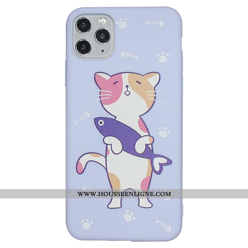 Coque iPhone 11 Pro Silicone Dessin Animé Fluide Doux Petit Charmant Bleu Frais