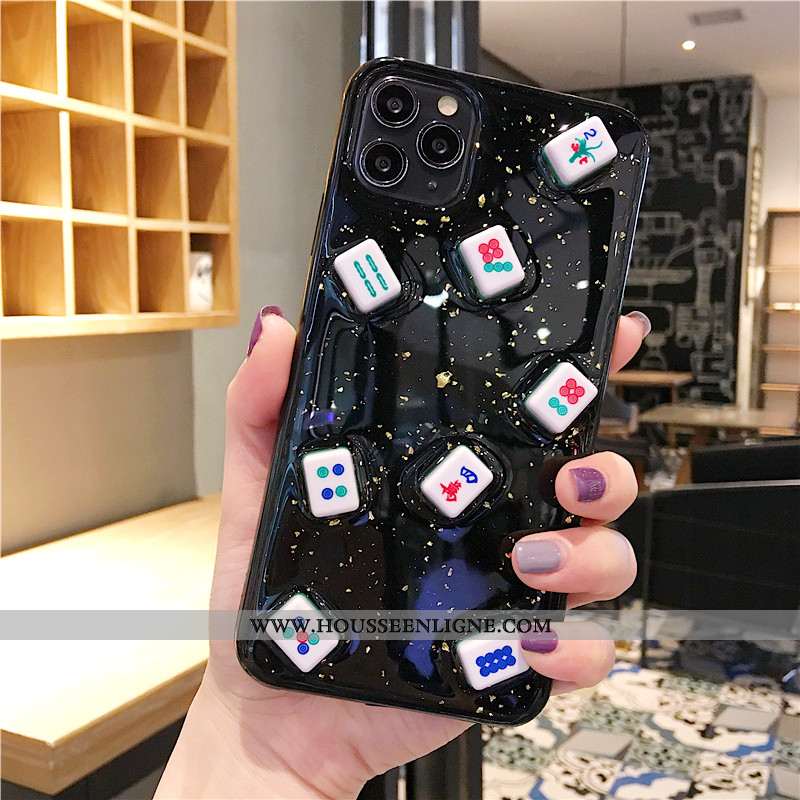 Coque iPhone 11 Pro Transparent Fluide Doux Noir Silicone Étui Dimensionnel Téléphone Portable