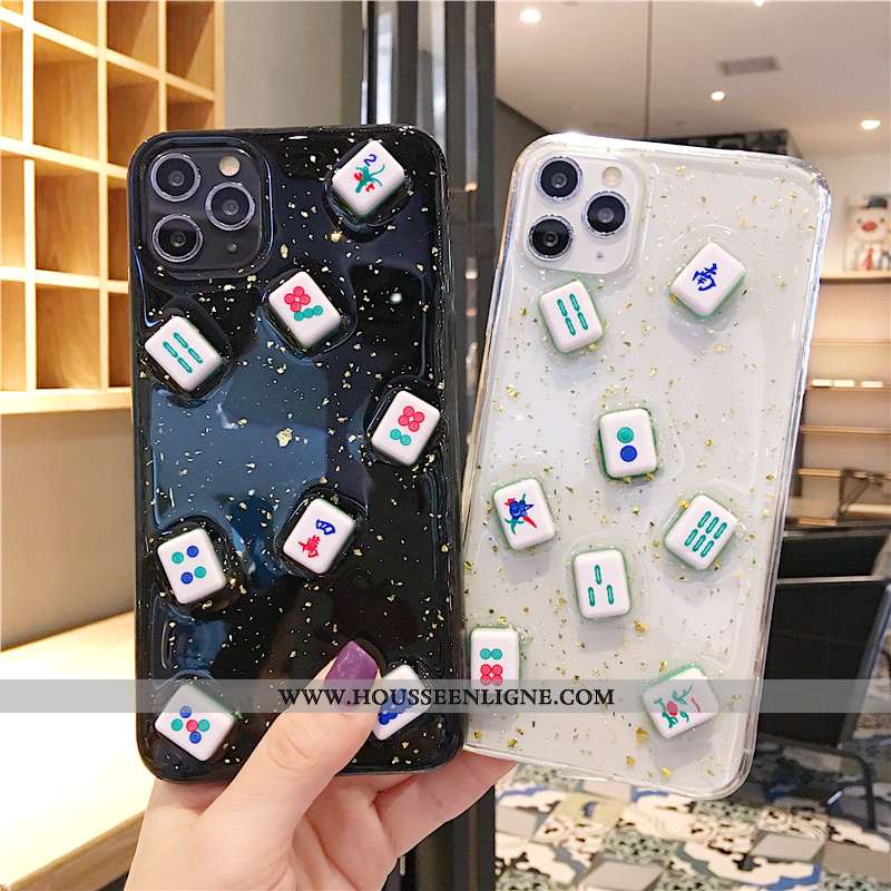 Coque iPhone 11 Pro Transparent Fluide Doux Noir Silicone Étui Dimensionnel Téléphone Portable
