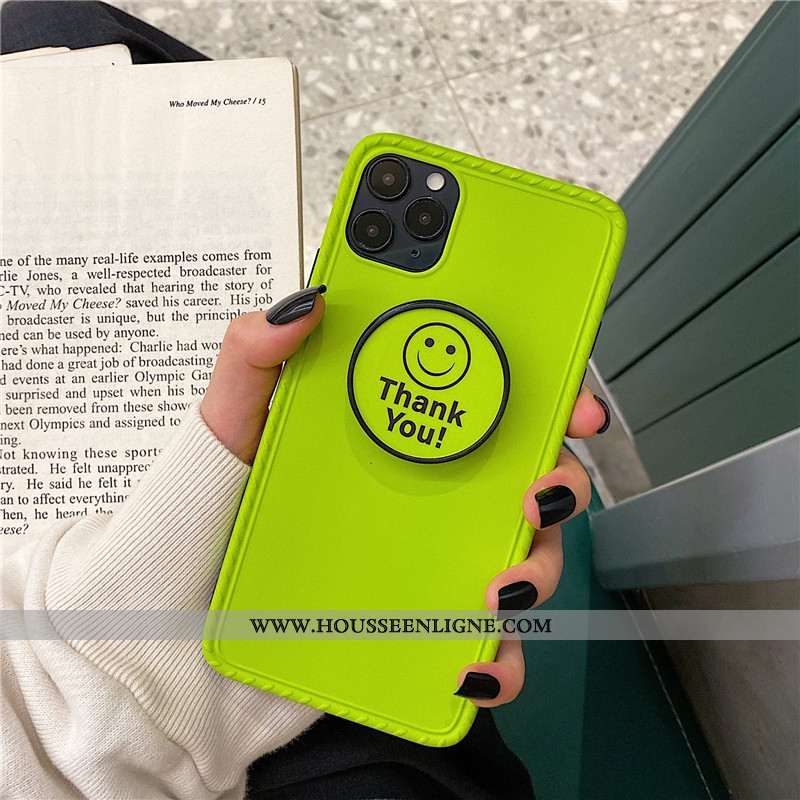 Coque iPhone 11 Pro Téléphone Portable Support Vert Souriant Fluo Verte