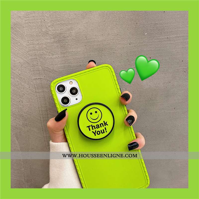 Coque iPhone 11 Pro Téléphone Portable Support Vert Souriant Fluo Verte