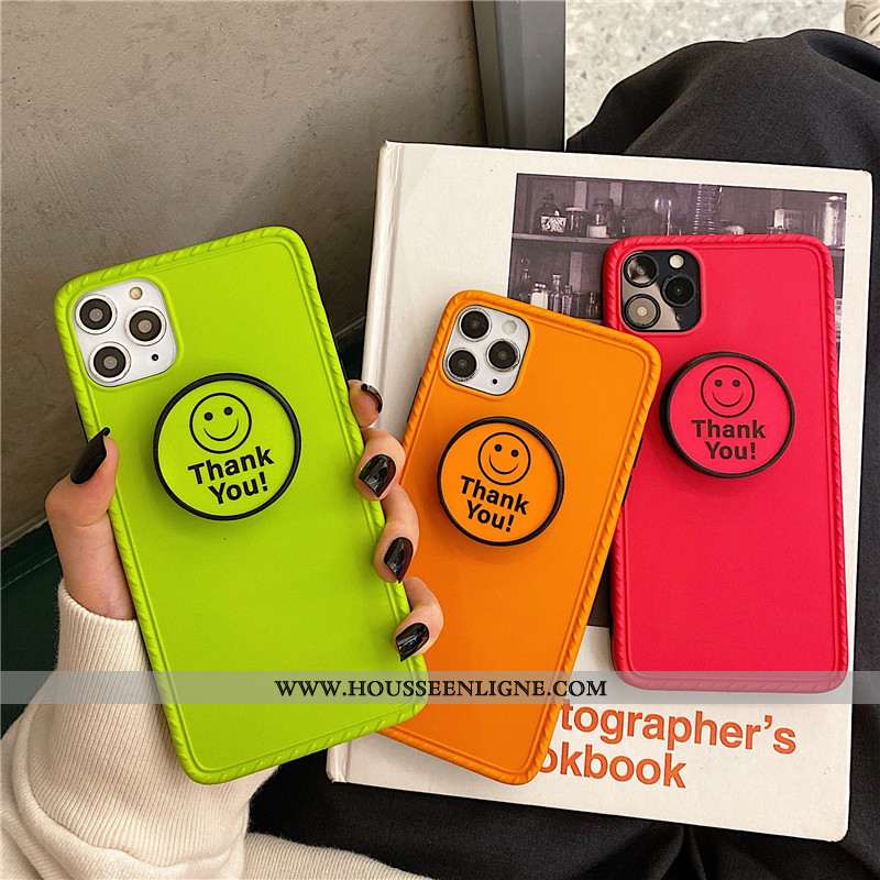 Coque iPhone 11 Pro Téléphone Portable Support Vert Souriant Fluo Verte