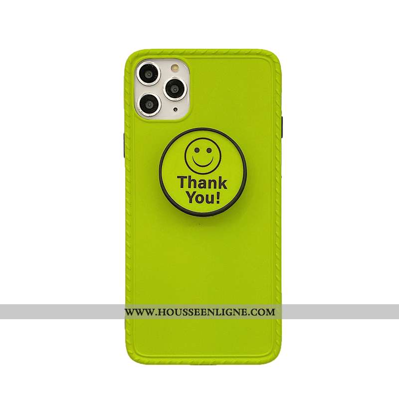 Coque iPhone 11 Pro Téléphone Portable Support Vert Souriant Fluo Verte