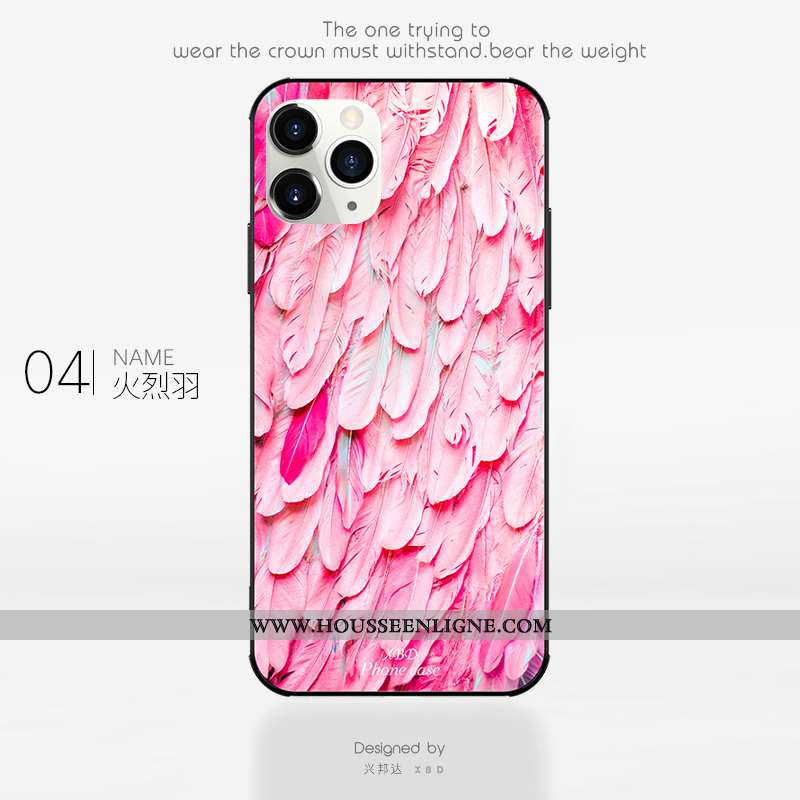 Coque iPhone 11 Pro Verre Tendance Clair Étui Net Rouge Silicone Rose