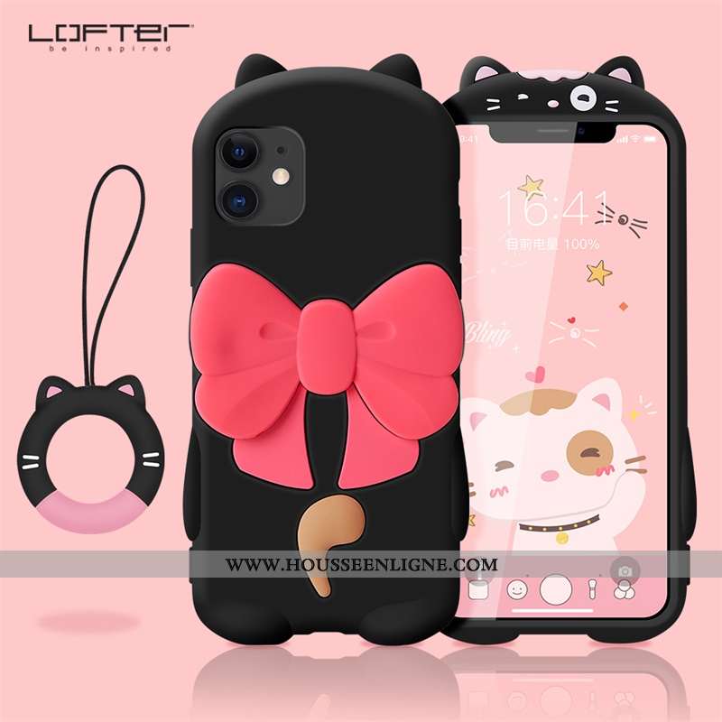 Coque iPhone 11 Protection Dessin Animé Étui Noir Tout Compris Incassable Silicone