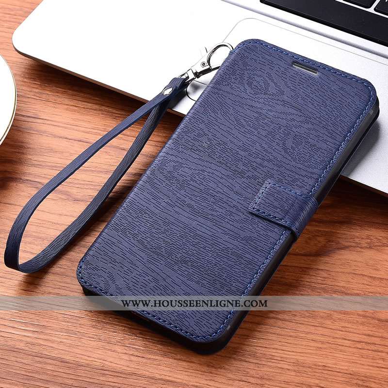 Coque iPhone 11 Protection Portefeuille Fluide Doux Étui Bleu Cuir
