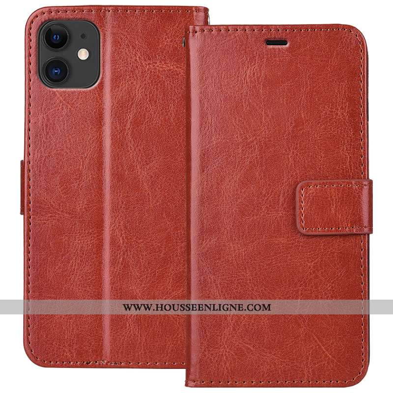 Coque iPhone 11 Protection Portefeuille Fluide Doux Étui Bleu Cuir