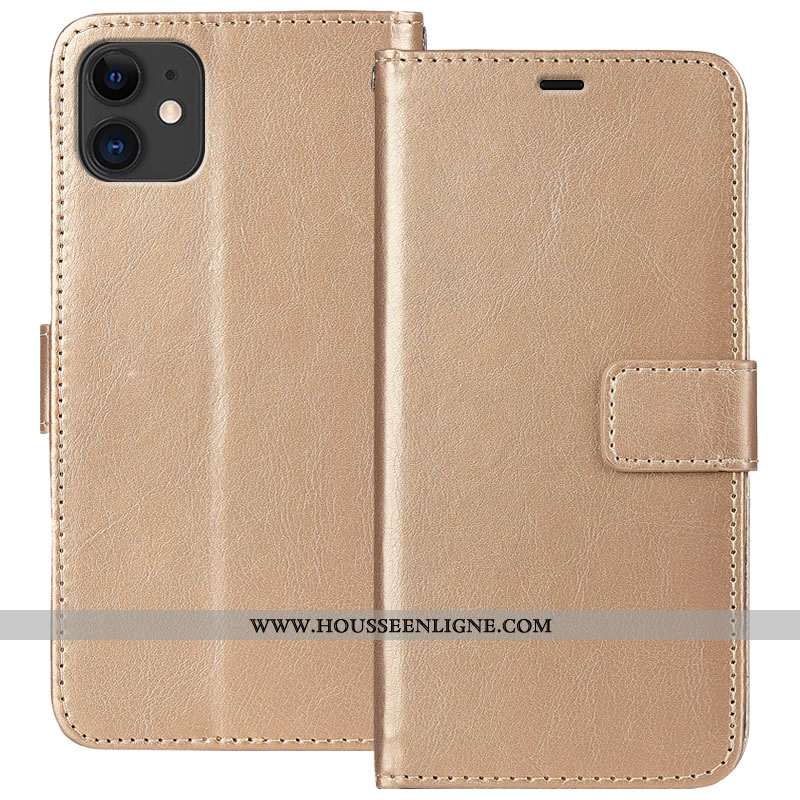 Coque iPhone 11 Protection Portefeuille Fluide Doux Étui Bleu Cuir