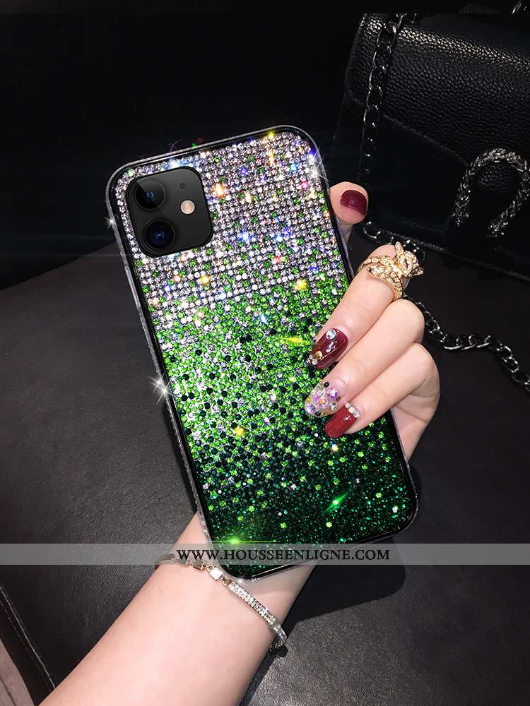 Coque iPhone 11 Silicone Mode Téléphone Portable Vert Créatif Net Rouge Personnalité Verte