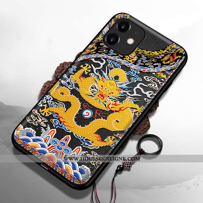 Coque iPhone 11 Silicone Ultra Tout Compris Dragon Jaune Téléphone Portable Palais