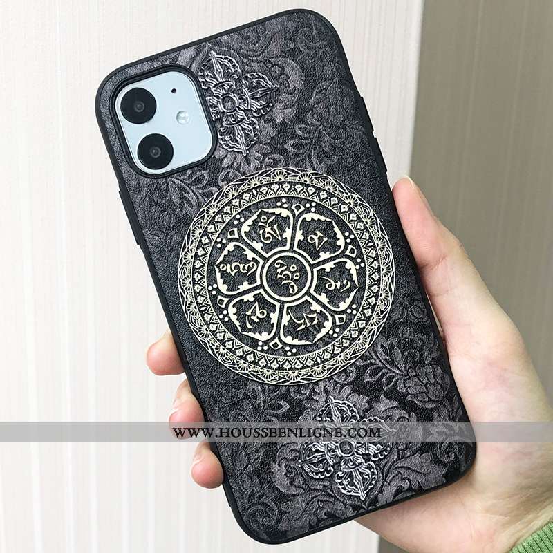 Coque iPhone 11 Tendance Gaufrage Grand Soie Mulberry Rouge Bouddha