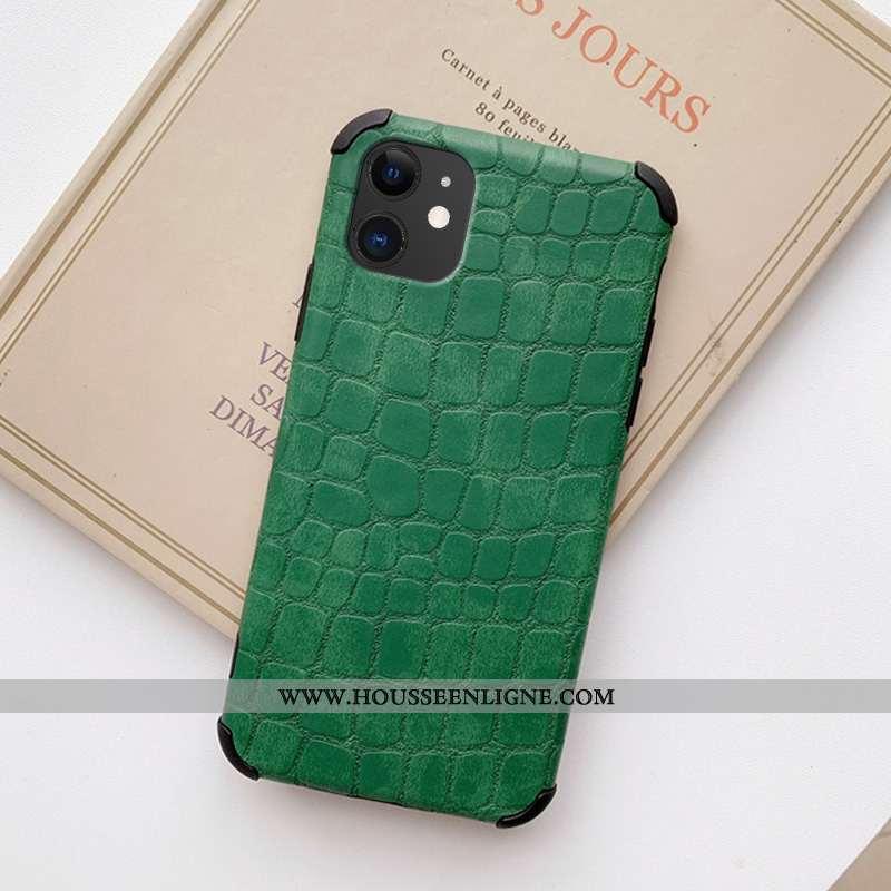 Coque iPhone 11 Ultra Légère Personnalité Crocodile Amoureux Net Rouge Simple Verte