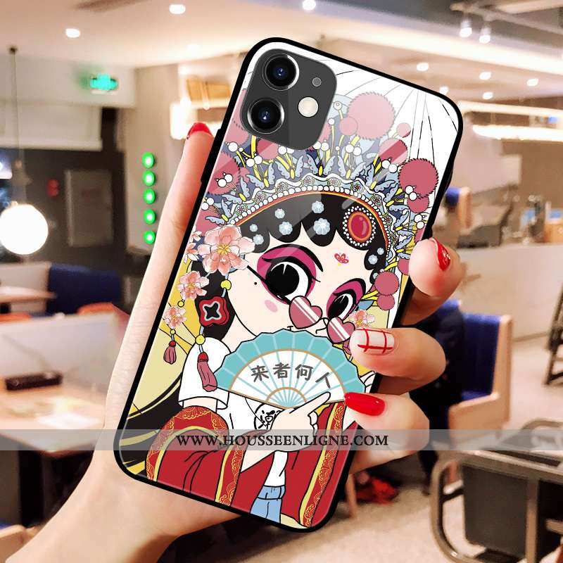 Coque iPhone 11 Verre Personnalité Luxe Rat Téléphone Portable Amoureux Silicone Rouge
