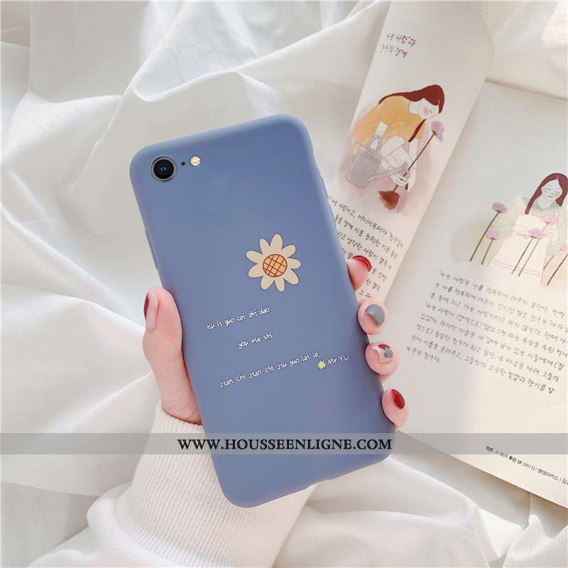 Coque iPhone 6/6s Plus Délavé En Daim Silicone Étui Incassable Protection Bleu Téléphone Portable