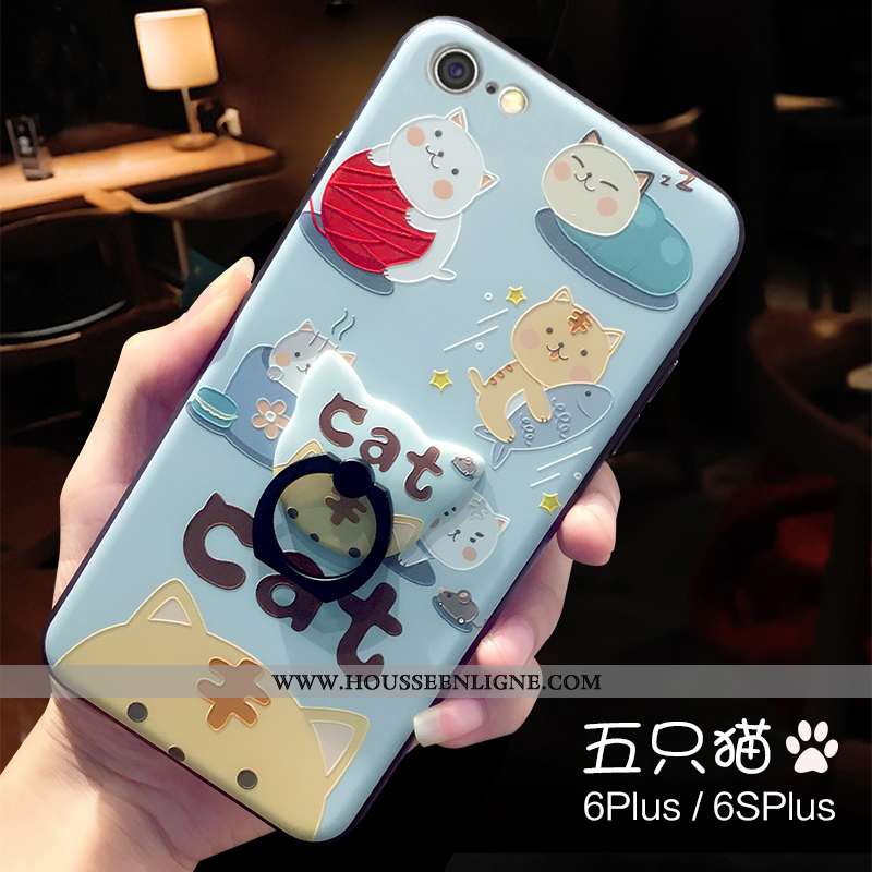 Coque iPhone 6/6s Plus Fluide Doux Protection Support Étui Petit Charmant Bleu