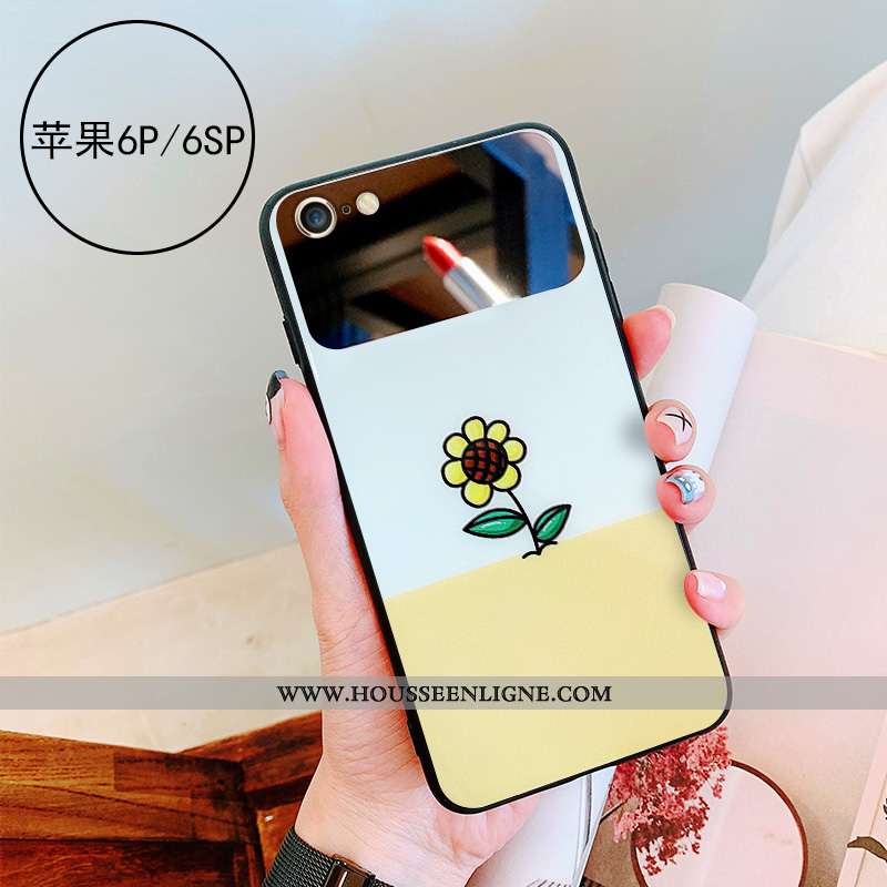 Coque iPhone 6/6s Plus Verre Personnalité Téléphone Portable Jaune Étui Miroir