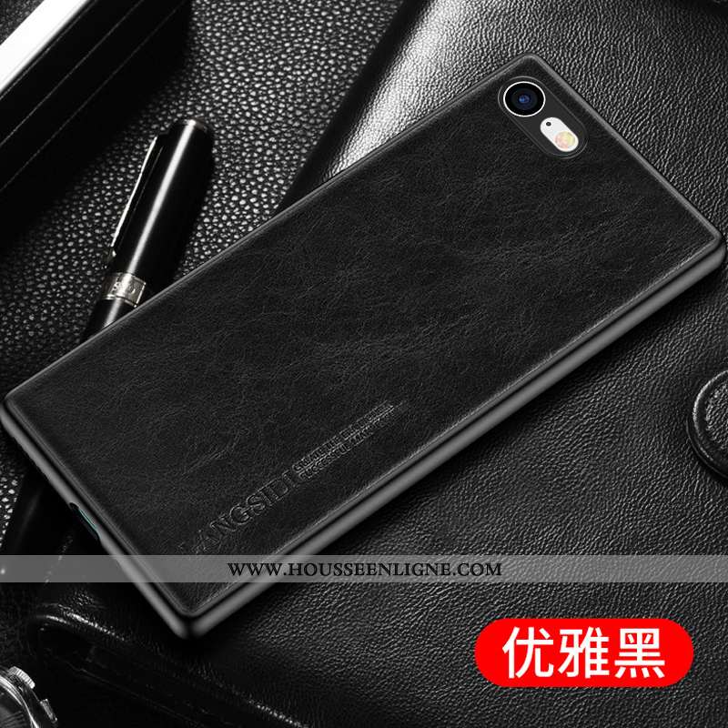 Coque iPhone 7 Créatif Cuir Véritable Luxe Cuir Modèle Fleurie Business Noir