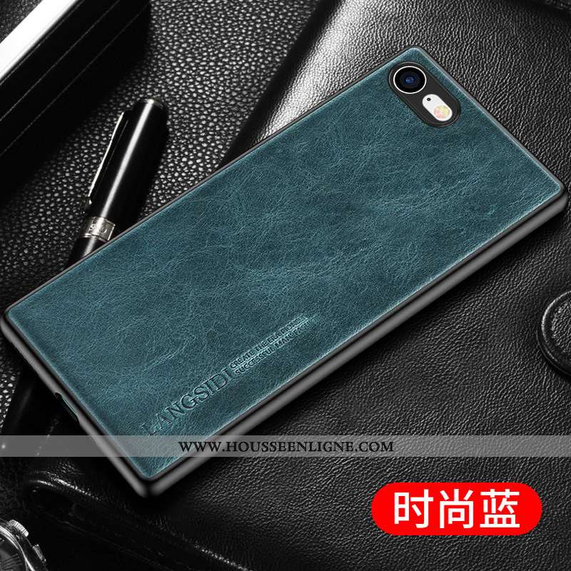 Coque iPhone 7 Créatif Cuir Véritable Luxe Cuir Modèle Fleurie Business Noir