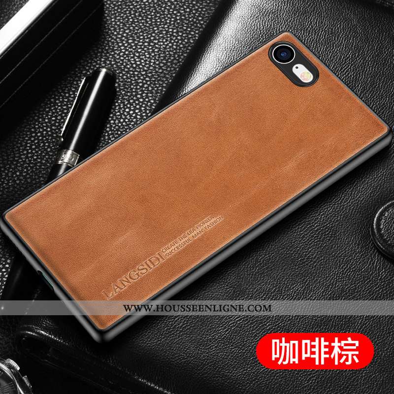 Coque iPhone 7 Créatif Cuir Véritable Luxe Cuir Modèle Fleurie Business Noir