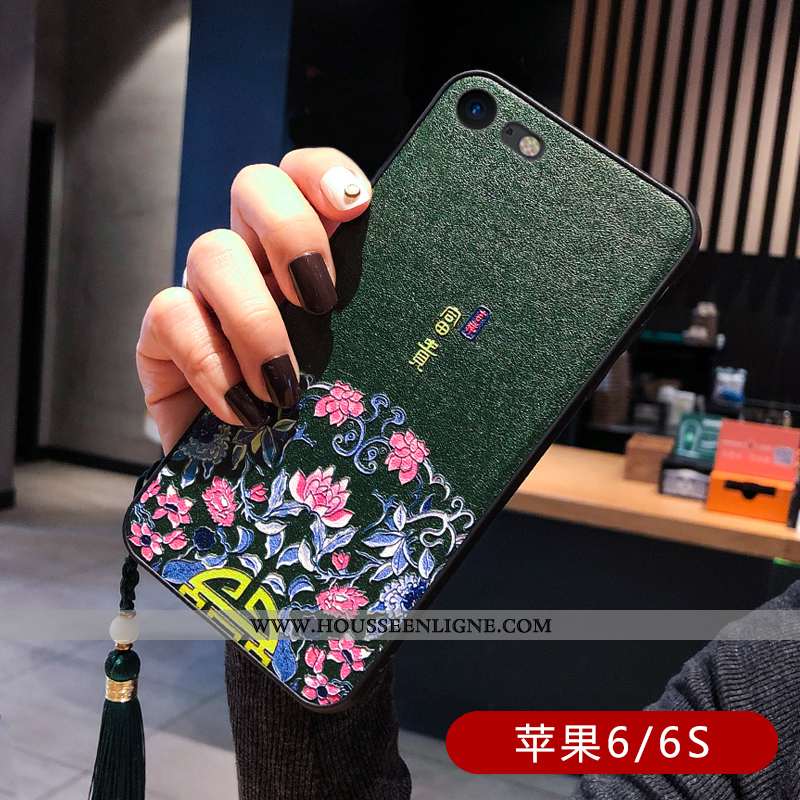 Coque iPhone 7 En Silicone Protection Soie Mulberry Cuir Noir Ornements Suspendus Gaufrage