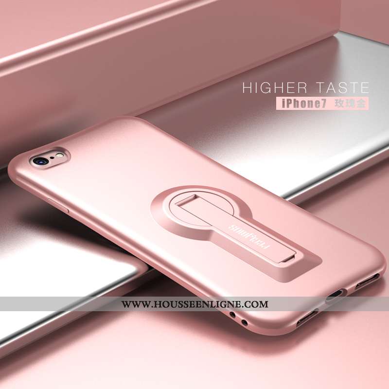 Coque iPhone 7 Fluide Doux Silicone Support Noir Tendance Protection Incassable
