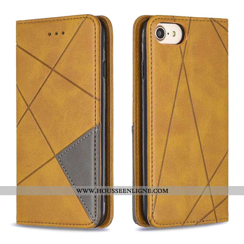 Coque iPhone 7 Ornements Suspendus Cuir Couleur Unie Protection Noir Simple