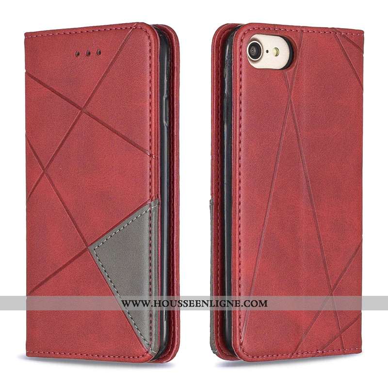 Coque iPhone 7 Ornements Suspendus Cuir Couleur Unie Protection Noir Simple