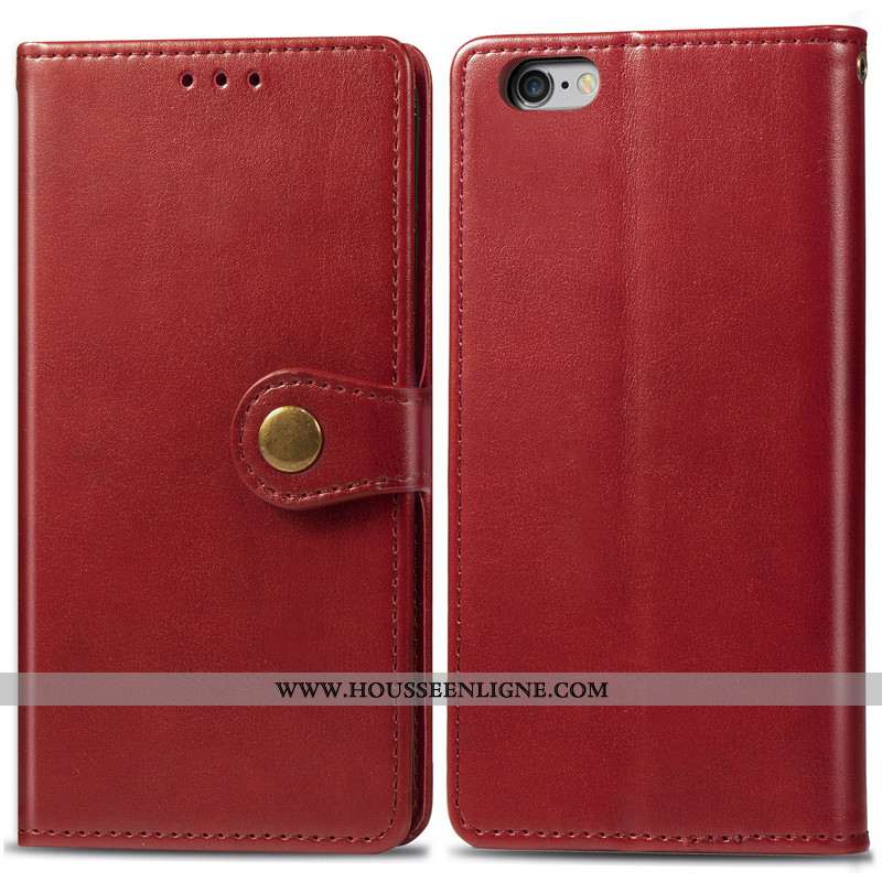 Coque iPhone 7 Ornements Suspendus Cuir Protection Téléphone Portable Business Couleur Unie Étui Rou