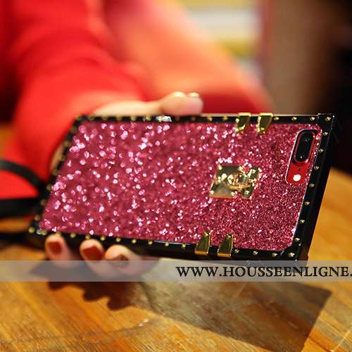 Coque iPhone 7 Ornements Suspendus Personnalité Rose Paillette Étui Rouge Net Rouge