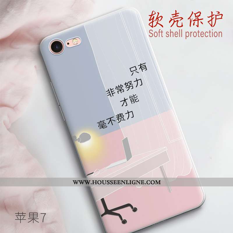 Coque iPhone 7 Personnalité Fluide Doux Silicone Net Rouge Bleu Délavé En Daim Téléphone Portable