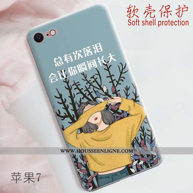 Coque iPhone 7 Personnalité Fluide Doux Silicone Net Rouge Bleu Délavé En Daim Téléphone Portable