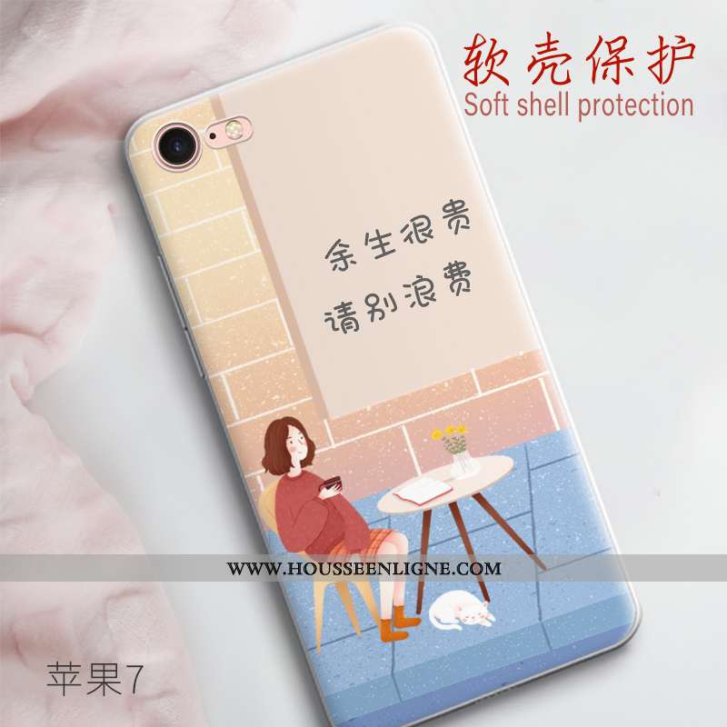 Coque iPhone 7 Personnalité Fluide Doux Silicone Net Rouge Bleu Délavé En Daim Téléphone Portable