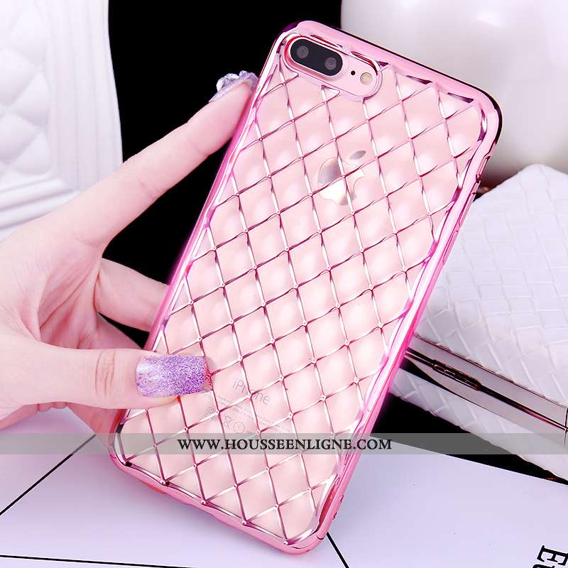 Coque iPhone 7 Plus Charmant Étui Pu Rose Téléphone Portable Anneau
