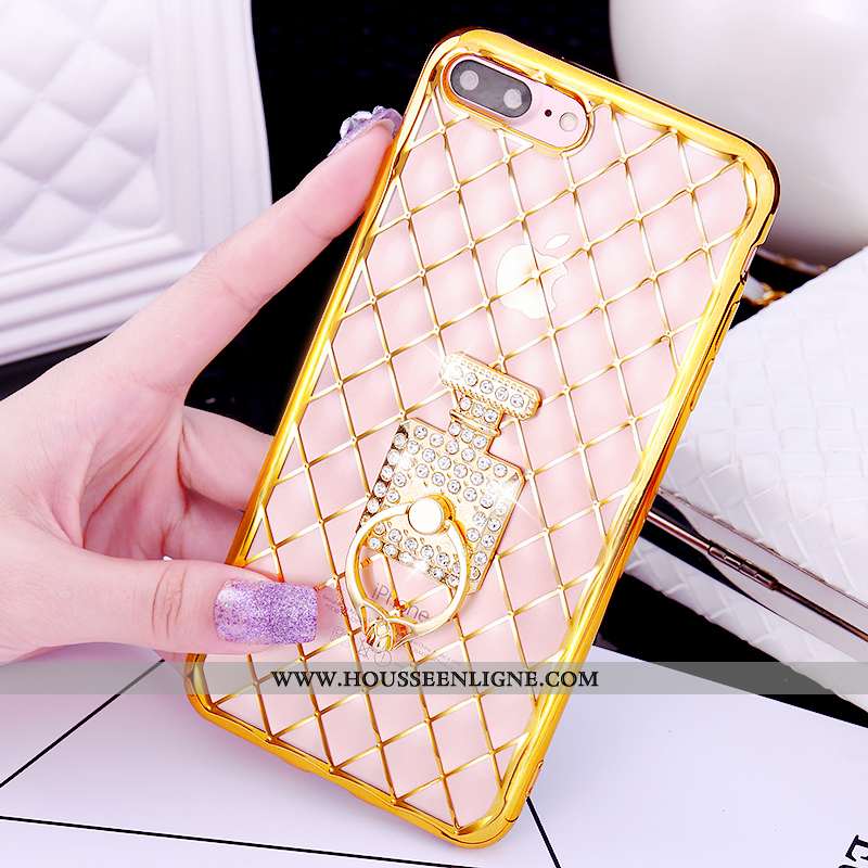 Coque iPhone 7 Plus Charmant Étui Pu Rose Téléphone Portable Anneau