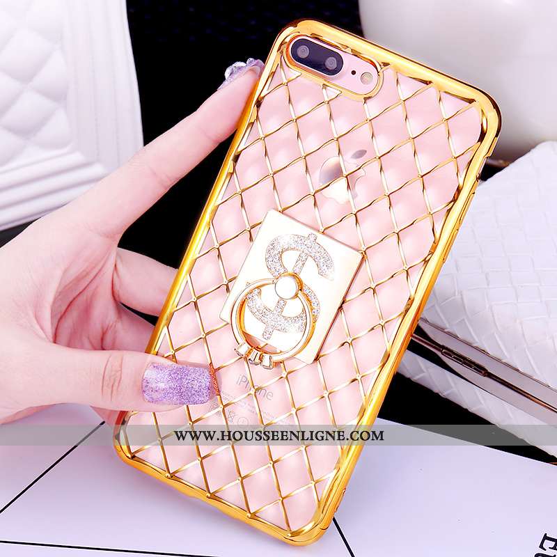 Coque iPhone 7 Plus Charmant Étui Pu Rose Téléphone Portable Anneau